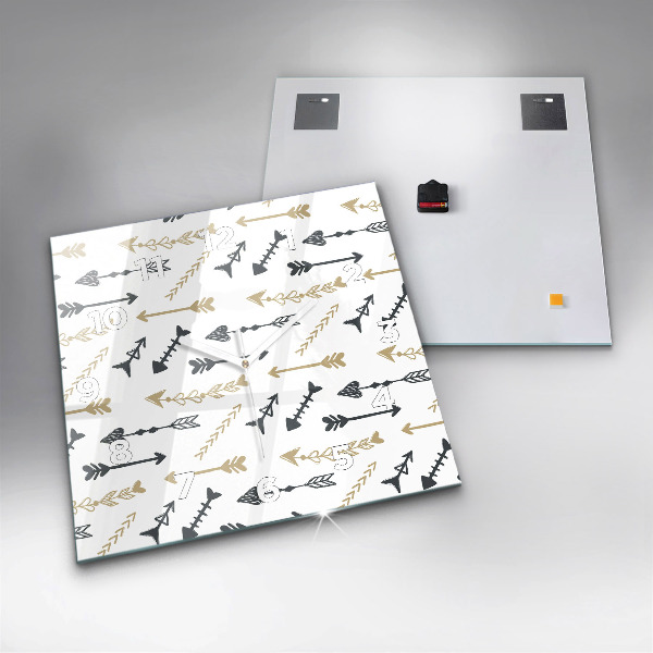 Horloge carrée en verre Motif hipster géométrique