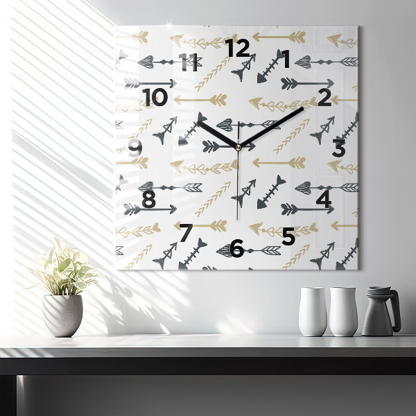 Horloge carrée en verre Motif hipster géométrique