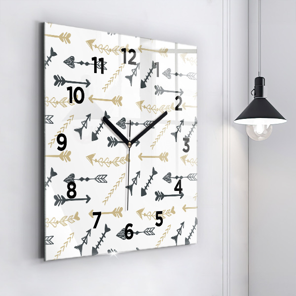 Horloge carrée en verre Motif hipster géométrique