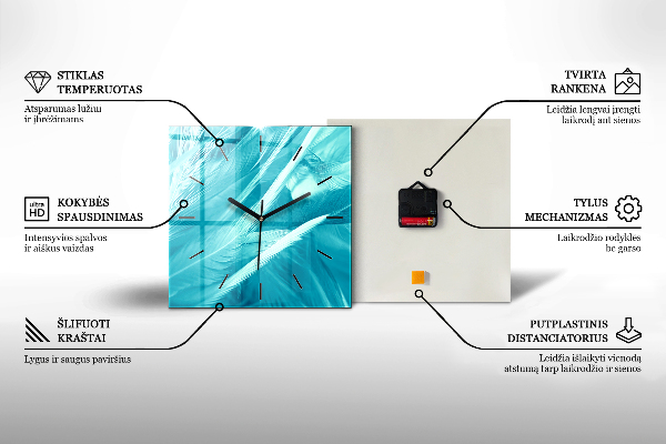 Horloge carrée en verre Jetée et lac