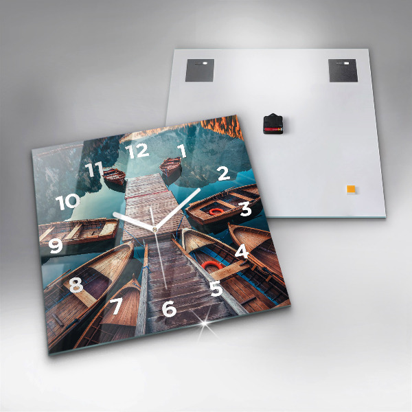 Horloge carrée en verre Jetée et lac