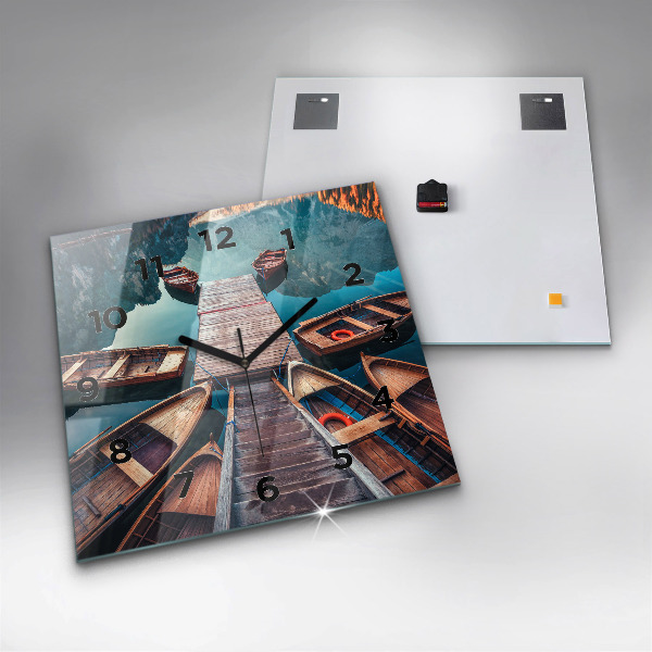 Horloge carrée en verre Jetée et lac