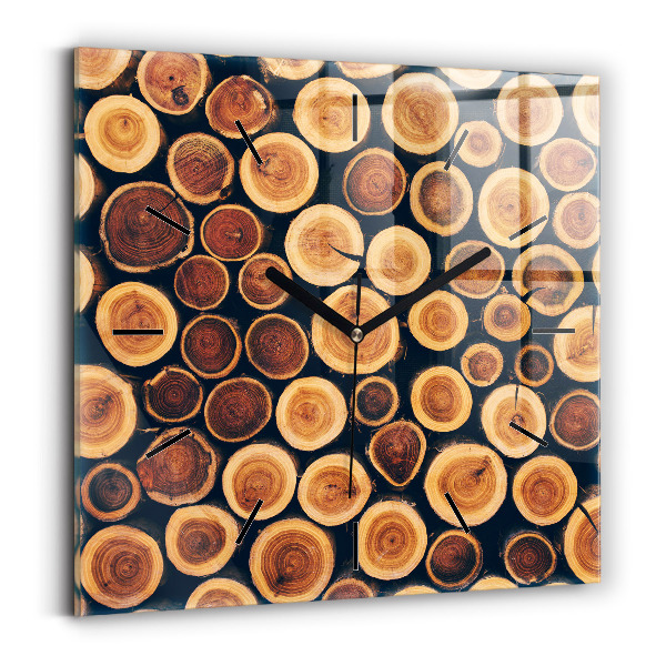 Horloge carrée en verre Bois