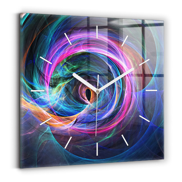 Horloge carrée en verre Fractale colorée