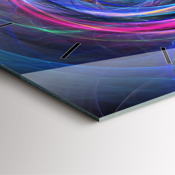 Horloge carrée en verre Fractale colorée