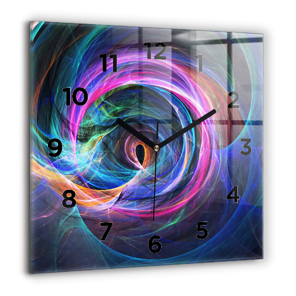 Horloge carrée en verre Fractale colorée