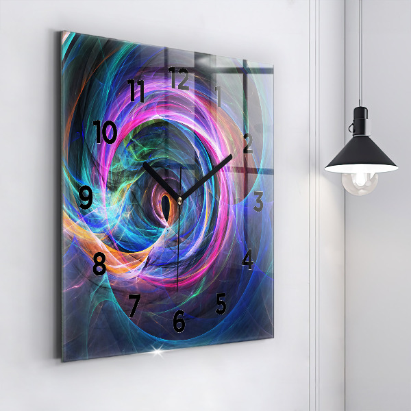 Horloge carrée en verre Fractale colorée