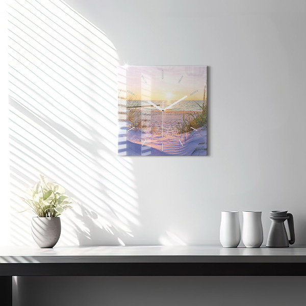 Horloge carrée en verre Mer ensoleillée polonaise