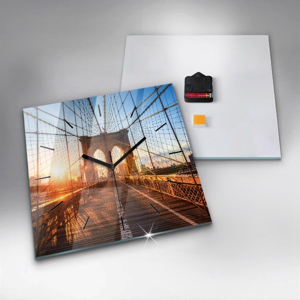 Horloge carrée en verre Pont de Brooklyn à New York