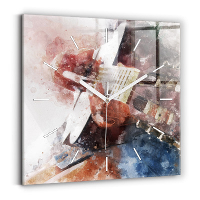 Horloge carrée en verre Visualisation de guitare