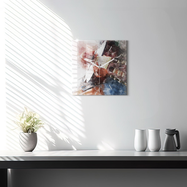 Horloge carrée en verre Visualisation de guitare