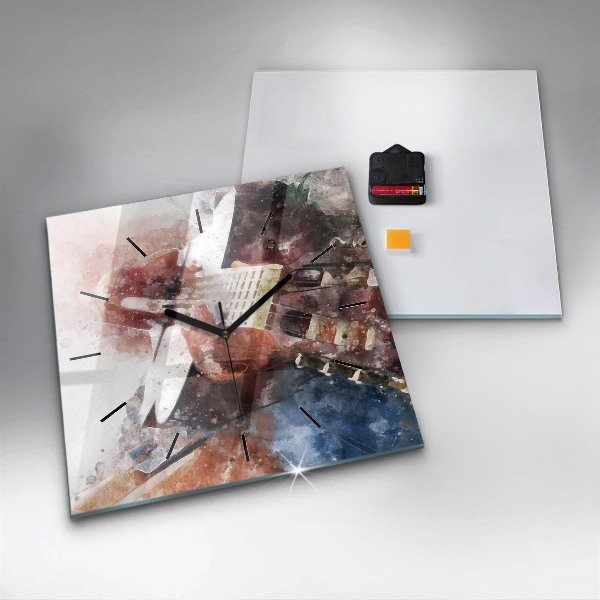 Horloge carrée en verre Visualisation de guitare