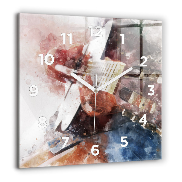 Horloge carrée en verre Visualisation de guitare