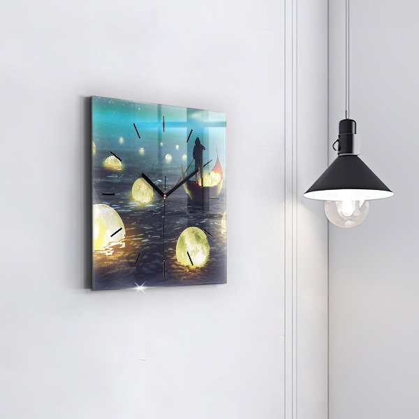 Horloge carrée en verre Abstraction