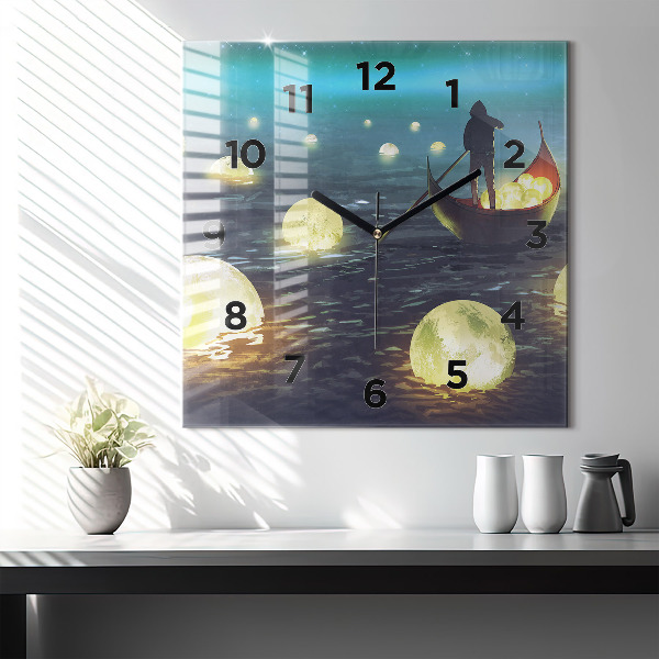 Horloge carrée en verre Abstraction