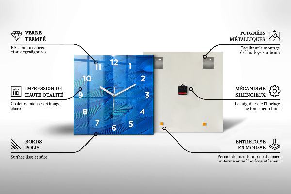 Horloge carrée en verre Aurores boréales
