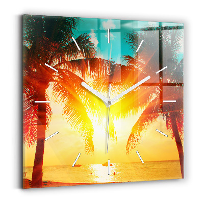 Horloge carrée en verre Vacances Détente Été