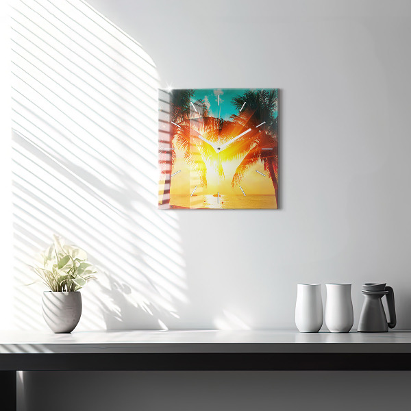 Horloge carrée en verre Vacances Détente Été