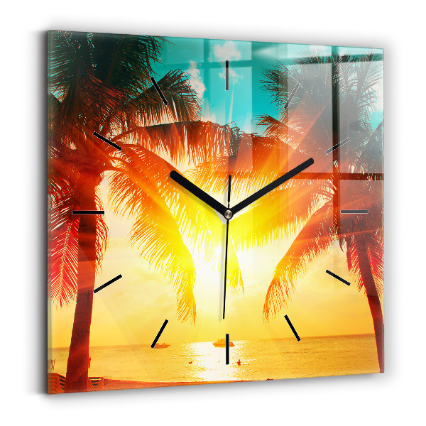 Horloge carrée en verre Vacances Détente Été