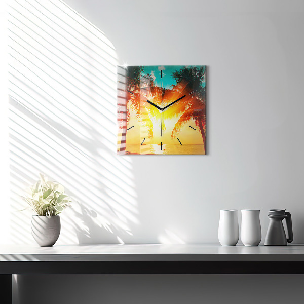 Horloge carrée en verre Vacances Détente Été