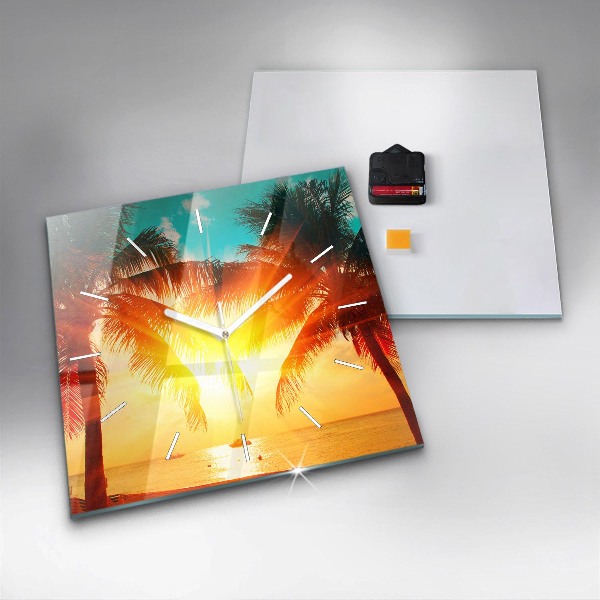 Horloge carrée en verre Vacances Détente Été