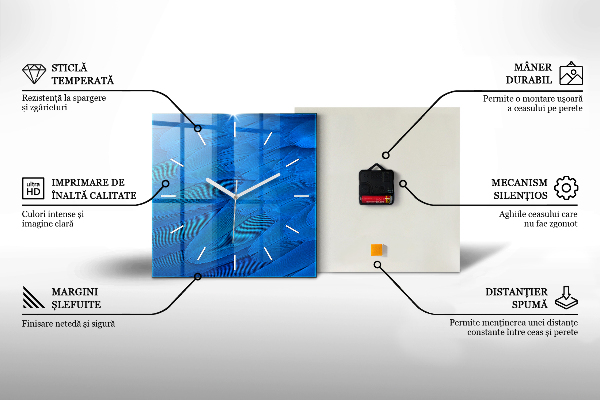 Horloge carrée en verre Formes géométriques