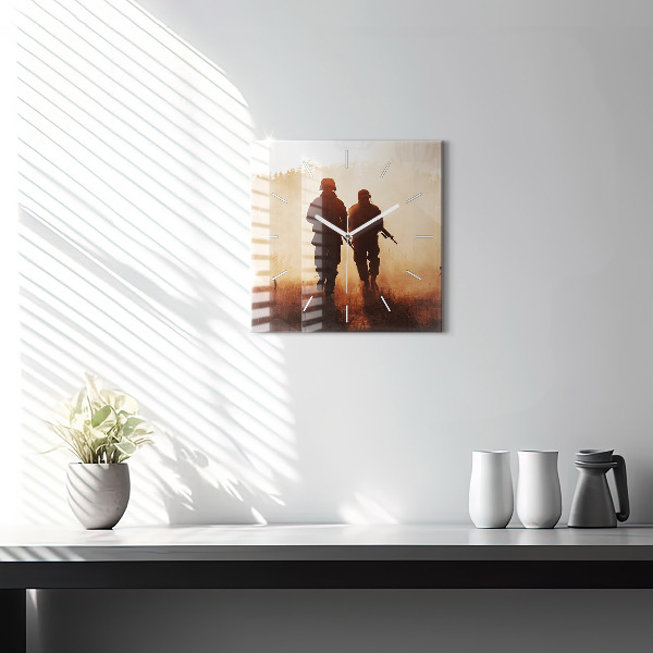 Pendule carrée en verre Marines des États-Unis