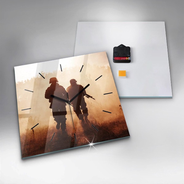 Pendule carrée en verre Marines des États-Unis