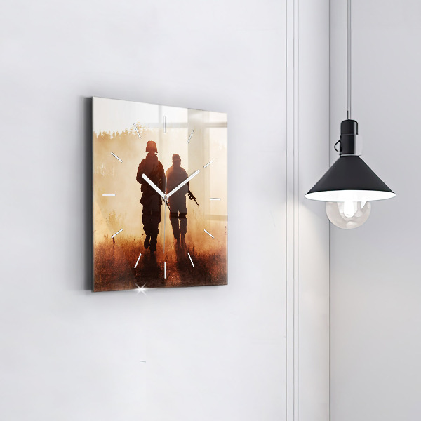 Pendule carrée en verre Marines des États-Unis