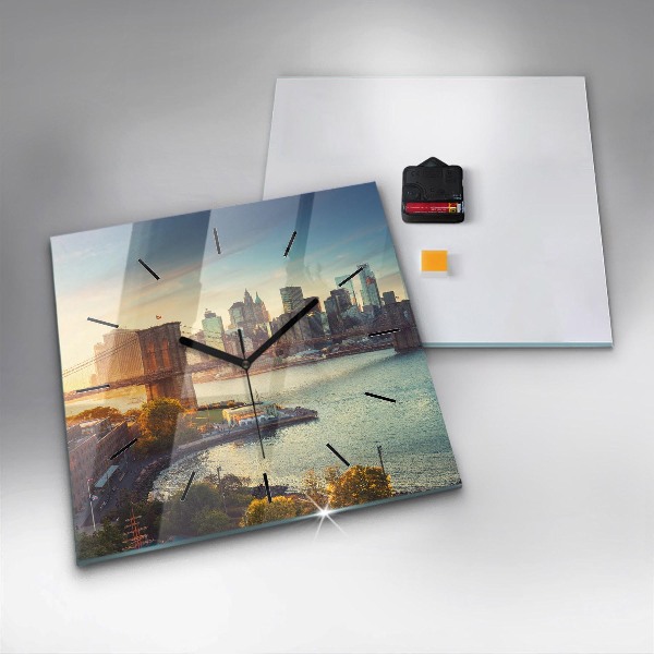 Pendule carrée en verre New York Manhattan