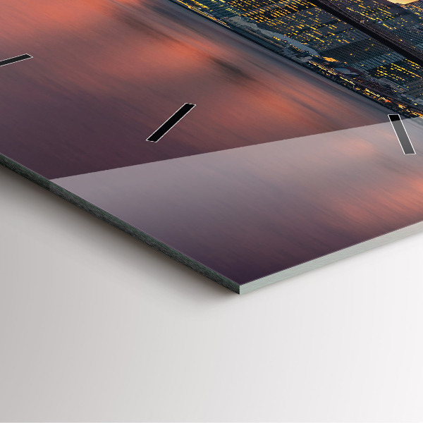 Pendule carrée en verre Rivière East de New York