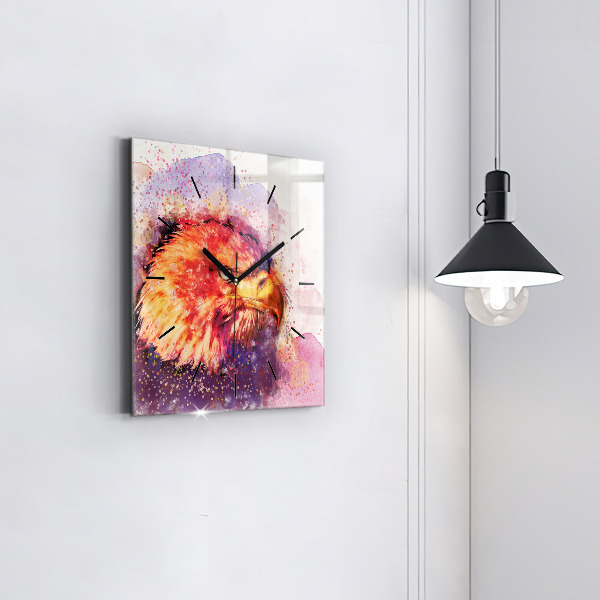 Pendule carrée en verre Aigle aquarelle
