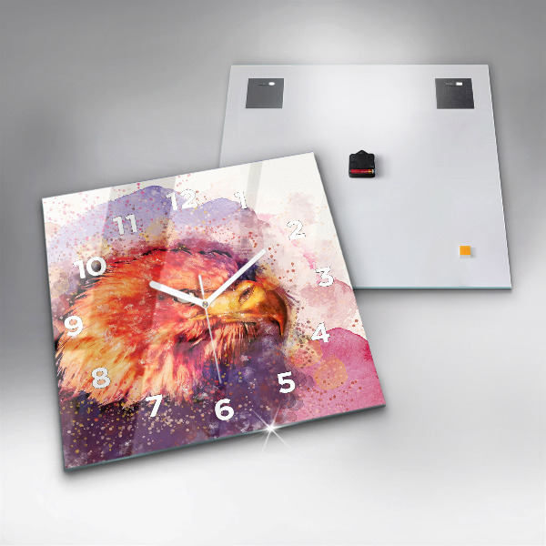 Pendule carrée en verre Aigle aquarelle