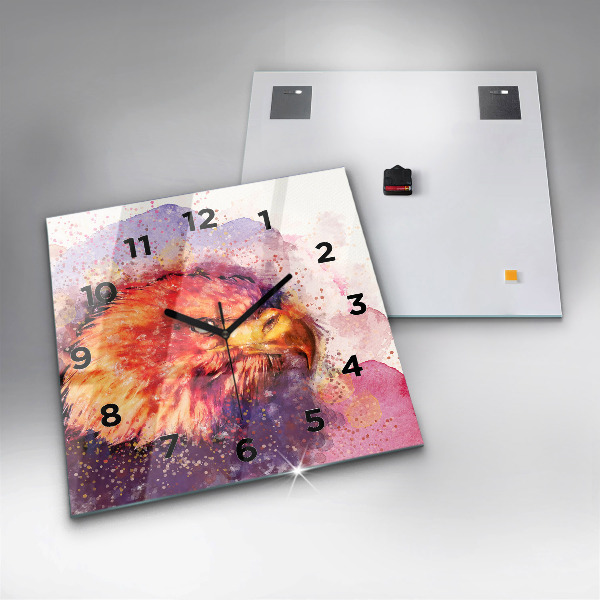 Pendule carrée en verre Aigle aquarelle