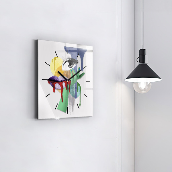 Pendule carrée en verre Collage surréaliste