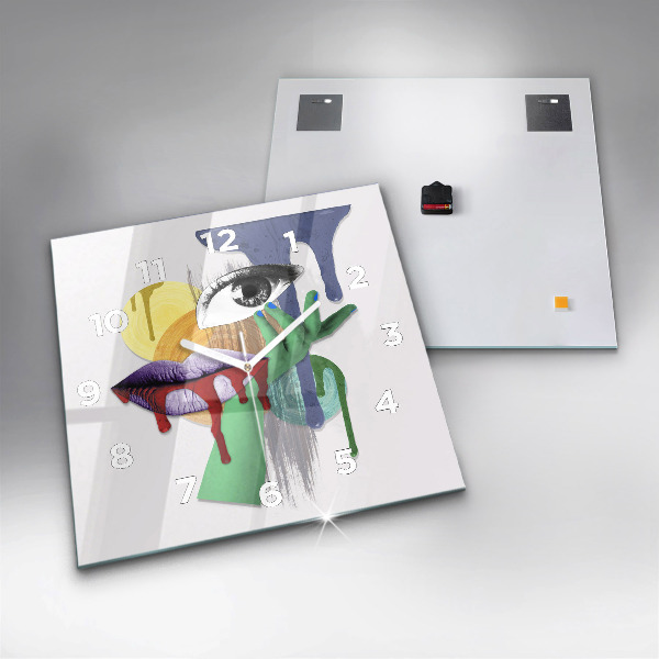 Pendule carrée en verre Collage surréaliste