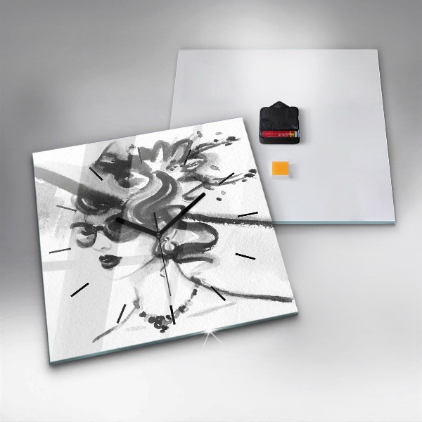 Pendule carrée en verre Femme à la mode