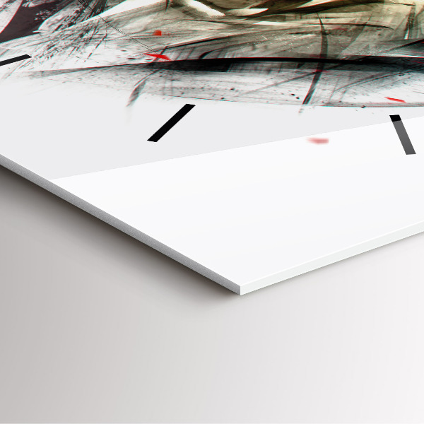 Pendule carrée en verre 'Portrait dessiné d''un loup'