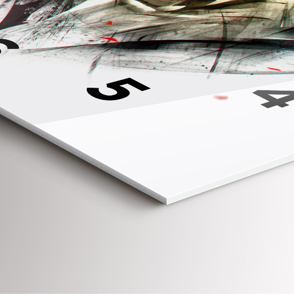 Pendule carrée en verre 'Portrait dessiné d''un loup'