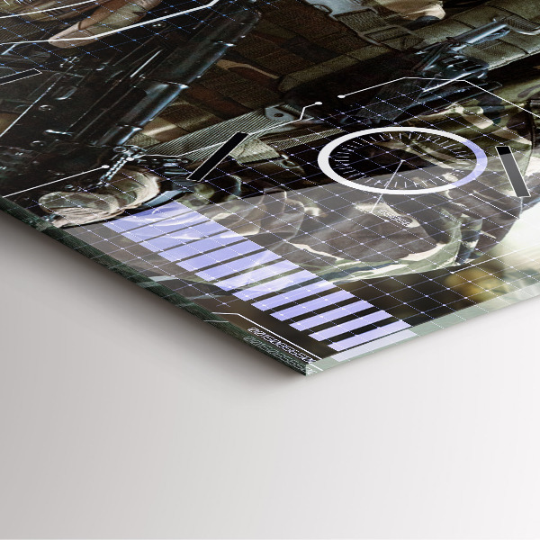 Pendule carrée en verre Soldat avec une arme à feu