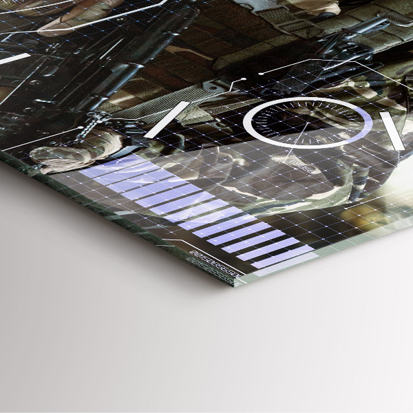 Pendule carrée en verre Soldat avec une arme à feu