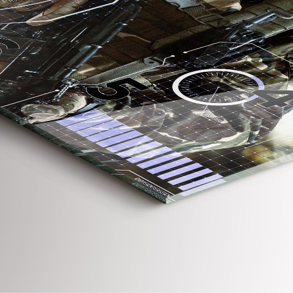 Pendule carrée en verre Soldat avec une arme à feu