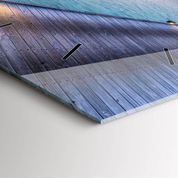 Pendule carrée en verre Coucher de soleil aux Maldives