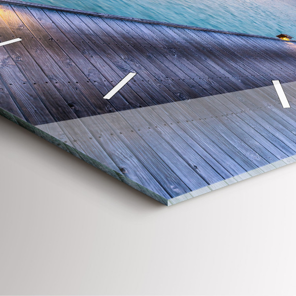 Pendule carrée en verre Coucher de soleil aux Maldives