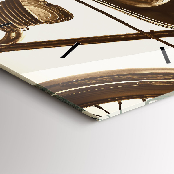 Pendule carrée en verre Moto vintage sépia