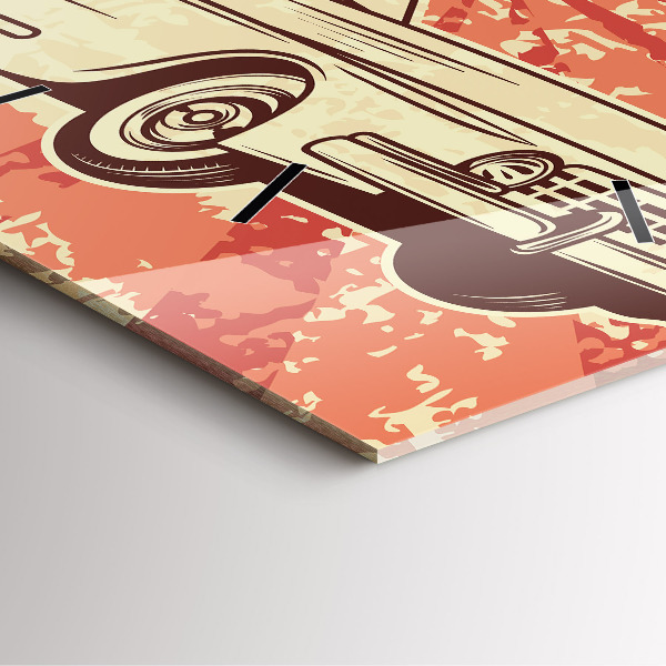 Pendule carrée en verre Voiture rétro vintage