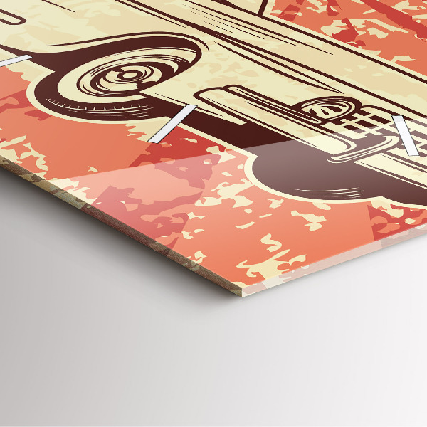 Pendule carrée en verre Voiture rétro vintage