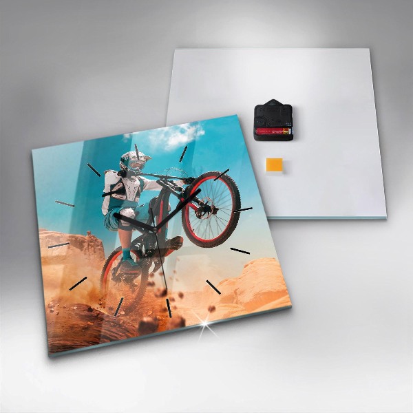 Pendule carrée en verre Cascadeur et adrénaline