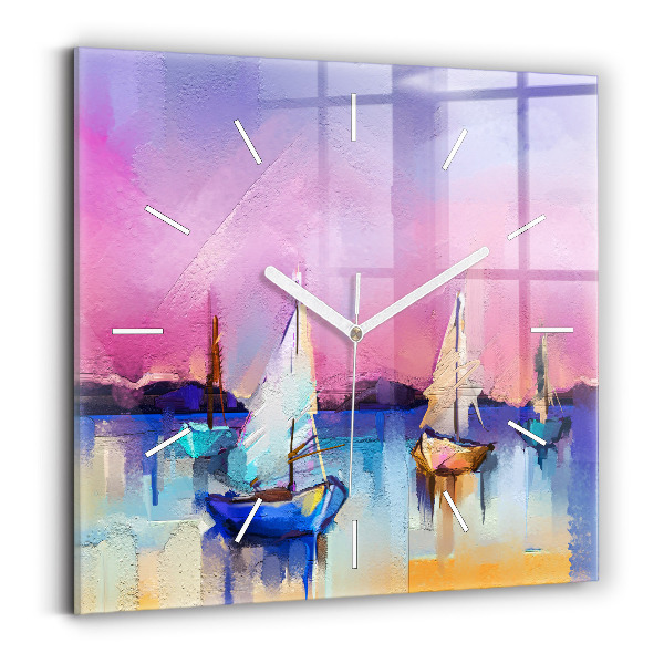 Pendule carrée en verre Paysage marin
