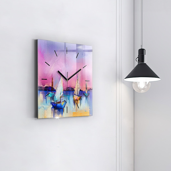 Pendule carrée en verre Paysage marin